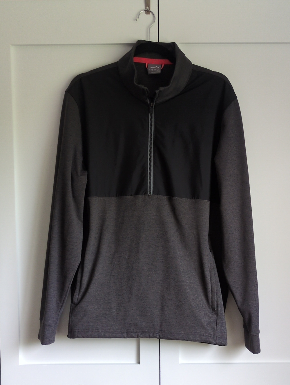 Puma Men's Half-Zip Pullover Charcoal Black Colorblock Athletic Size M EUC
